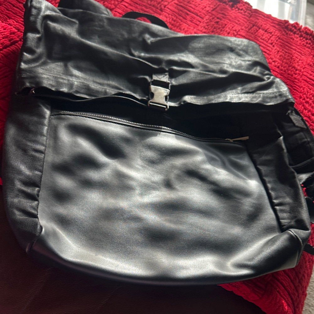 Black Women's Leather Backpack Tote
